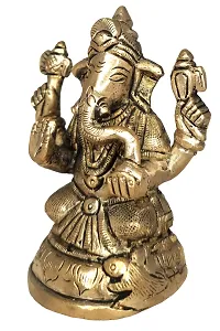 Brass Ganesha/Ganesh/Ganeshji/Ganpati Bappa Idol/Murti Panchdhatu Statue for Home Decor Puja/Pooja Temple/Mandir Showpiece Figurine Door Entrance (Size: Small, L x W x H: 2 x 3 x 4 Inch)-thumb4