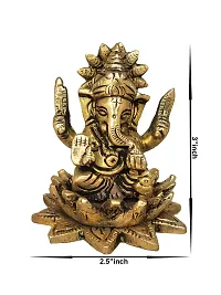 Om ssvmb9 Brass Ganesh/Ganesha/Ganesh ji/Ganpati Bappa Panchdhatu Idol/Murti/Statue for Home Temple Puja/Pooja, Good Luck, Success and Prosperity (Size: Small, L x W x H:- 2 x 2 x 3 Inch)-thumb1