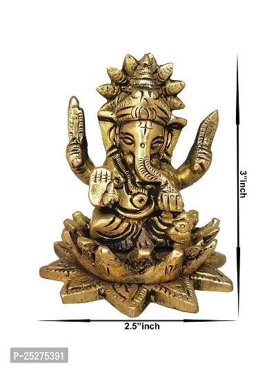 Om ssvmb9 Brass Ganesh/Ganesha/Ganesh ji/Ganpati Bappa Panchdhatu Idol/Murti/Statue for Home Temple Puja/Pooja, Good Luck, Success and Prosperity (Size: Small, L x W x H:- 2 x 2 x 3 Inch)-thumb2