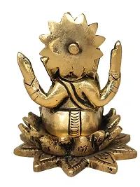 Om ssvmb9 Brass Ganesh/Ganesha/Ganesh ji/Ganpati Bappa Panchdhatu Idol/Murti/Statue for Home Temple Puja/Pooja, Good Luck, Success and Prosperity (Size: Small, L x W x H:- 2 x 2 x 3 Inch)-thumb2