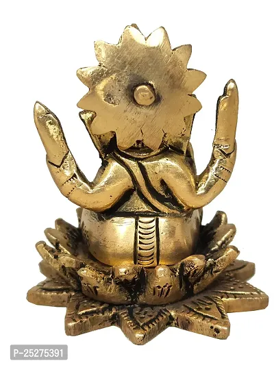 Om ssvmb9 Brass Ganesh/Ganesha/Ganesh ji/Ganpati Bappa Panchdhatu Idol/Murti/Statue for Home Temple Puja/Pooja, Good Luck, Success and Prosperity (Size: Small, L x W x H:- 2 x 2 x 3 Inch)-thumb3