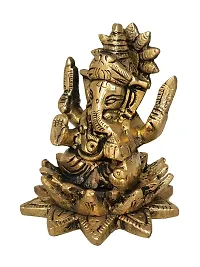 Om ssvmb9 Brass Ganesh/Ganesha/Ganesh ji/Ganpati Bappa Panchdhatu Idol/Murti/Statue for Home Temple Puja/Pooja, Good Luck, Success and Prosperity (Size: Small, L x W x H:- 2 x 2 x 3 Inch)-thumb3