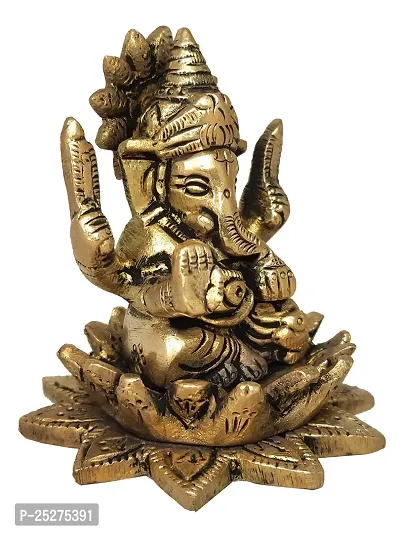 Om ssvmb9 Brass Ganesh/Ganesha/Ganesh ji/Ganpati Bappa Panchdhatu Idol/Murti/Statue for Home Temple Puja/Pooja, Good Luck, Success and Prosperity (Size: Small, L x W x H:- 2 x 2 x 3 Inch)-thumb5