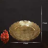 Om ssvmb9 Handmade Pure Brass Puja Thali with Flower Embossed Design Pooja Plate-thumb1