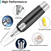 Battery-Operated Dual-edge Blades Waterproof Painless Nose and Ear Hair Trimmer 120 min Runtime 0 Length Settings  (Black)-thumb2