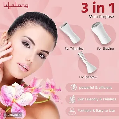 Lifelong Battery Powered LLPCW30 Rechargeable Eyebrow, Underarms And Bikini Trimmer for Women (White) - 1 Hour Runtime-thumb2
