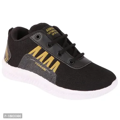 Creations Garg Men PVC Sole Casual Shoes Lastest (Black/Golden_6)-Ferrari Black/Golden_6
