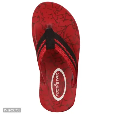 FOOT STAIR Men's Rubber Lightweight & Comfortable Flip Flop with PU Sole (Red)-thumb4