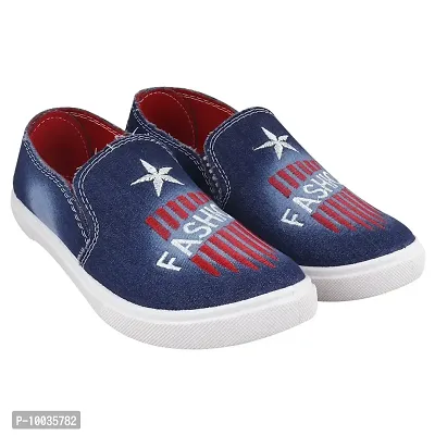 Creation Garg Men's PVC Casual Shoes for Party WearWith Design Printed (Blue)