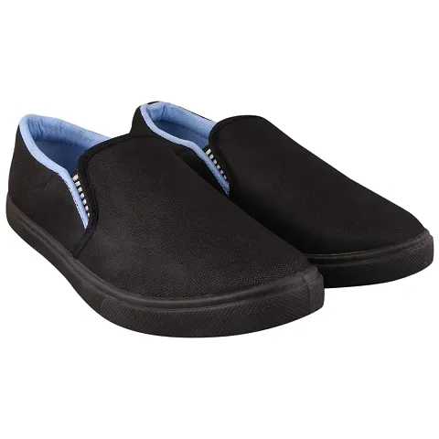 Creations Garg Men's PVC Captain Casual Shoes (Black & Blue)