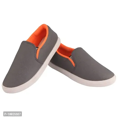 FOOT STAIR Men's Sports Shoes || Outer Material- Fabric || Sole Material- PVC || Orange || 9 UK || Pilot Grey Orange-9-thumb0