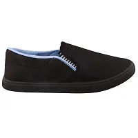 Creations Garg Men's PVC Captain Casual Shoes (Black & Sky Blue)-thumb2