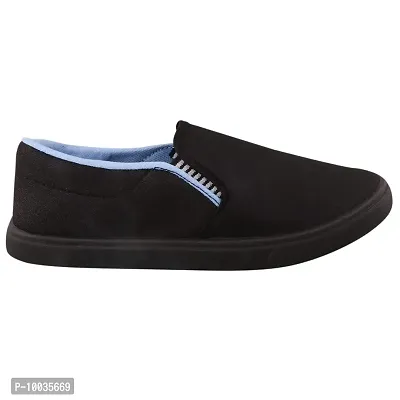 Creations Garg Men's PVC Captain Casual Shoes (Black & Sky Blue)-thumb3