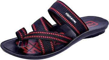 Creation Garg Men's Black-Red Sandal Slides|Walkers|Slippers|Footstairs|Footwears(Size-8)-thumb3