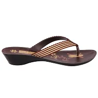 FOOT STAIR Women's Basic Flip-Flops for Casual Wear (Brown)-thumb2