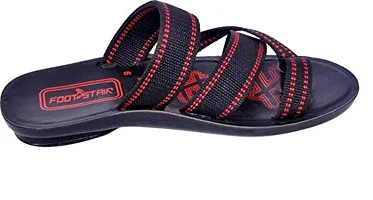 Creation Garg Men's Black-Red Sandal Slides|Walkers|Slippers|Footstairs|Footwears(Size-8)-thumb2