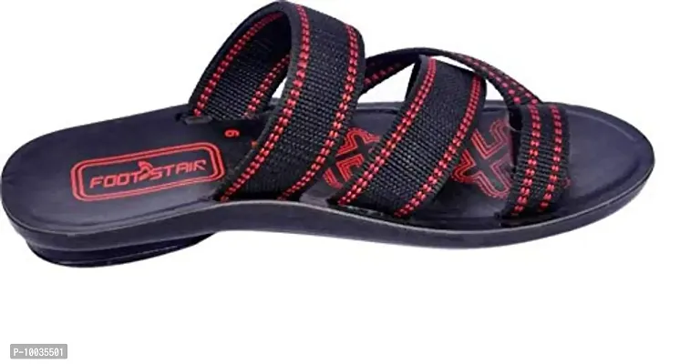 Creation Garg Men's Black-Red Sandal Slides|Walkers|Slippers|Footstairs|Footwears(Size-8)-thumb3