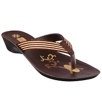 FOOT STAIR Women's Basic Flip-Flops for Casual Wear (Brown)-thumb1