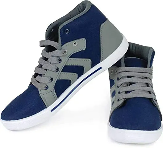Creation Garg Men's Blue-Grey Casual Sports Shoes Lace Top|Party Shoes|Lace Top Shoe|Footwears (Size-8)