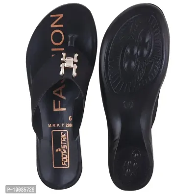 FOOT STAIR Women’s Casual Flip Flop (Black)-thumb2