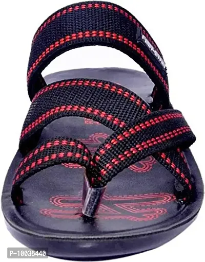 Creation Garg Men's Black-Red Sandal Slides|Walkers|Slippers|Footstairs|Footwears(Size-6)-thumb2