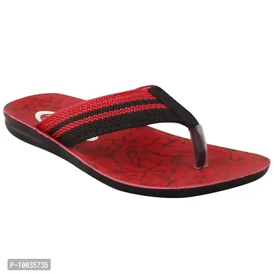 FOOT STAIR Men's Rubber Lightweight & Comfortable Flip Flop with PU Sole (Red)