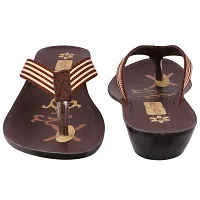 FOOT STAIR Women's Basic Flip-Flops for Casual Wear (Brown)-thumb3
