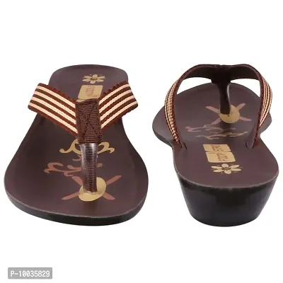 FOOT STAIR Women's Basic Flip-Flops for Casual Wear (Brown)-thumb4