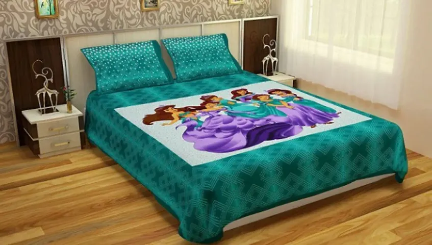 Printed Cotton Double Bedsheet with 2 Pillow Cover