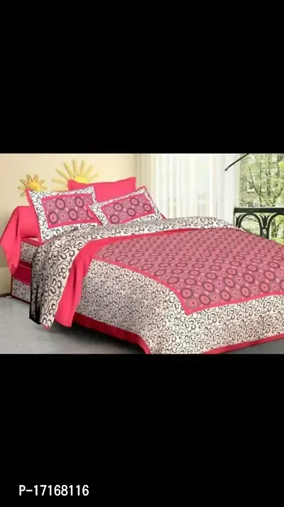 GULABI BAZAR 104 TC Cotton Double Jaipuri Prints Flat Bedsheet-thumb0