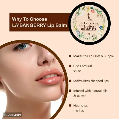 LA'BANGERRY Cocoa Butter Lip Balm  Watermelon Lip Balm Combo For Men and Women - 100% Organic Lip Balm for Natural Glossy Shine, Moisturizes  Hydrates Dry Chapped Lips (Pack - 2, Each 8g)-thumb2