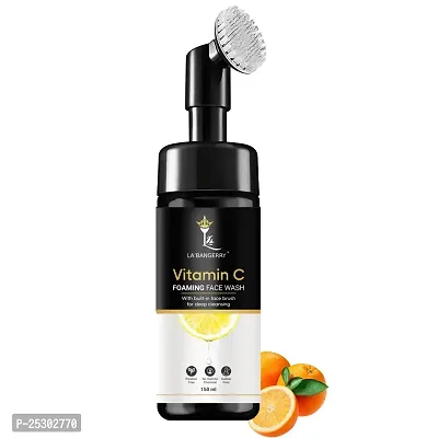 Labangerry Vitamin C Face Wash with Foaming Silicone Cleanser Brush Powered by Vitamin C  Orange - 150ml-thumb0