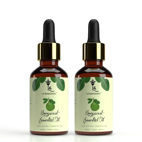 LA'BANGERRY 2 Pc Bergamot Essential Oil for Skin Care Pure Bergamot Oil for Diffuser, Hair, Perfume, Undiluted Uplift Mood  Focus Scented Oils - 30 ML for Aromatherapy, Bath, Massage  Relax
