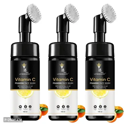 Labangerry Vitamin C Face Wash with Foaming Silicone Cleanser Brush Powered by Vitamin C  Orange - 150ml (Pack of 3)