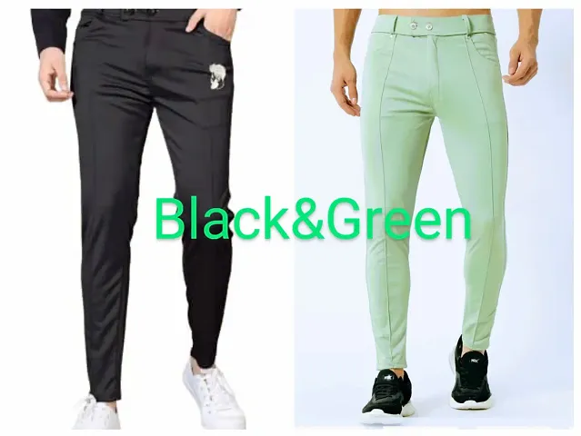 Fancy Lycra Casual Trousers For Men Pack of 2