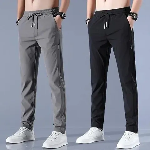 Classic Cotton Blend Track Pants For Men Pack Of 2