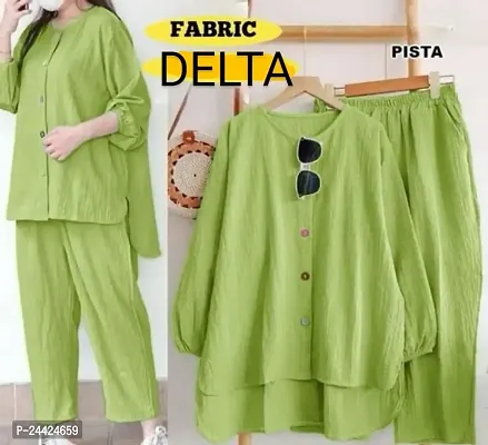 Stylish Delta Cotton ( knit structures )  Modern Mixed Button Top and Bottom Set