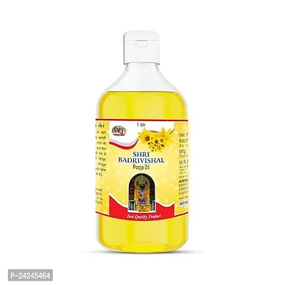 Shri Badrivishal Pooja Oil 1000 Ml - Low Smoke Deepam Oil For Lightening Diya Oil, Hindu Religious Ceremonies, Special Poojan Oil