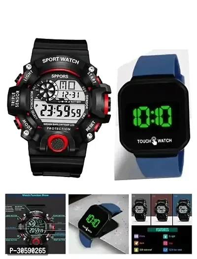 Shock Pattern Multi Feature Watch  Touch Led Digital Watch Pack of 2-thumb0