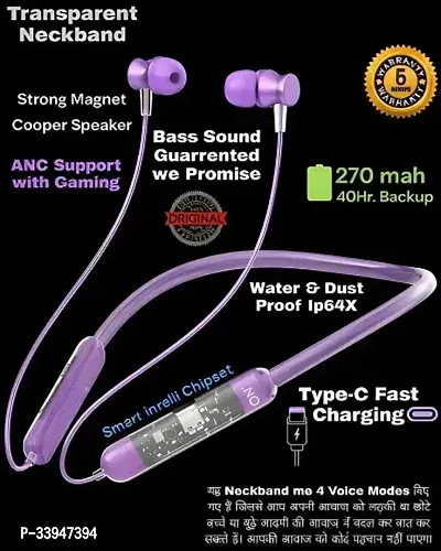 Transparent Neckband- 48H Playtime Bluetooth Headphone-thumb0