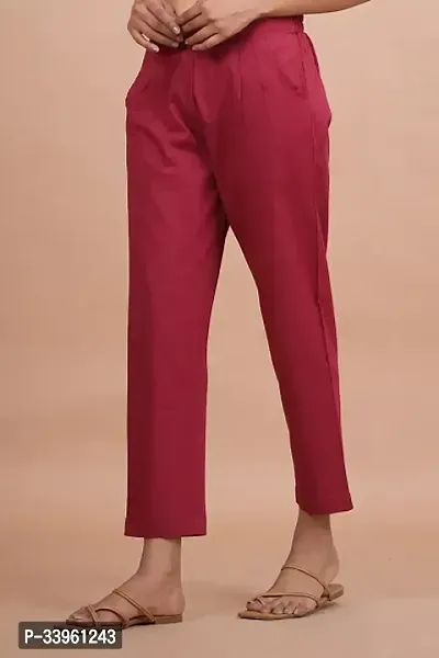 Women Casual Cotton Regular Fit Maroon   Trouser Pant-thumb0