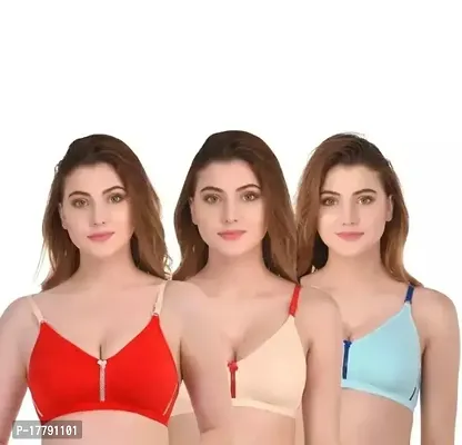 Beautiful Cotton Everyday Wear Bra For Women Pack Of 3-thumb0