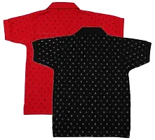 NeuVin Cotton Polo Tshirts for Boys (Pack of 2) Black, Red-thumb1