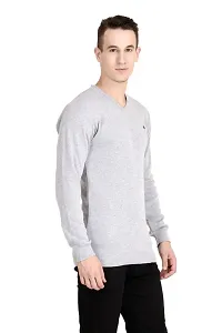 Neuvin Men's Wool Pullover Plain Cardigan (Light Grey, Free Size)-thumb1