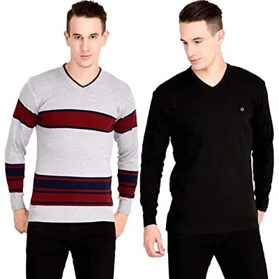 NeuVin Stylish Pullovers/Sweaters for Men (Pack of 2) Light Gray and Black