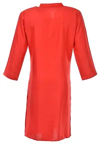 NEUVIN Women's Cotton Straight Kurta (Red, Large)-thumb1