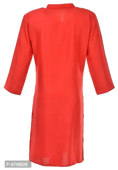 NEUVIN Women's Cotton Straight Kurta (Red, Large)-thumb2