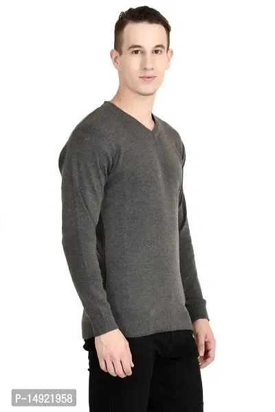 Neuvin Men's Woollen Plain Pullover Cardigan (Dark Grey, Free Size)-thumb3