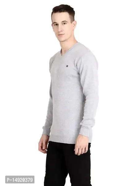 Neuvin Men's Wool Pullover Plain Cardigan (Light Grey, Free Size)-thumb3