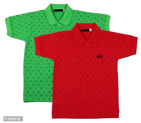 NeuVin Polo Tshirts for Boys (Pack of 2) Red, Green-thumb0
